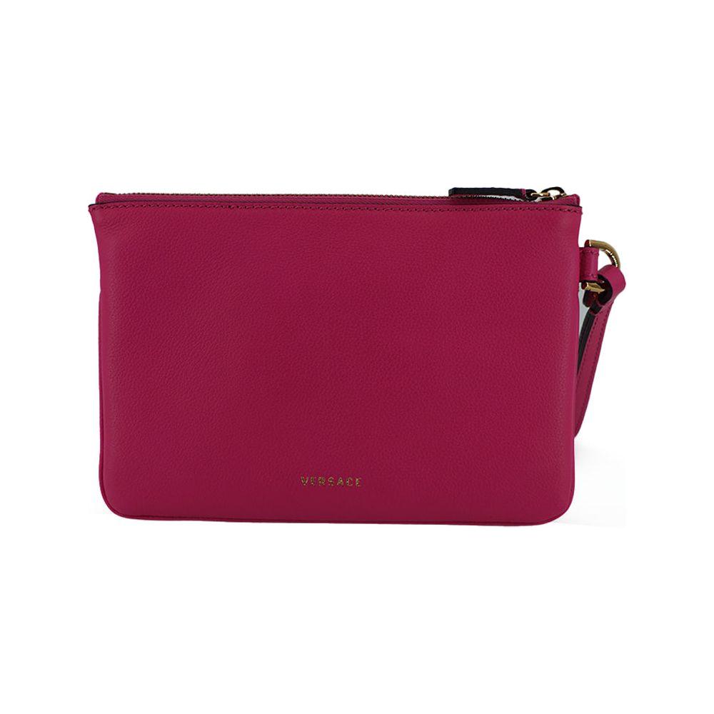Versace Elegant Pink Leather Pouch Clutch 8052045277659