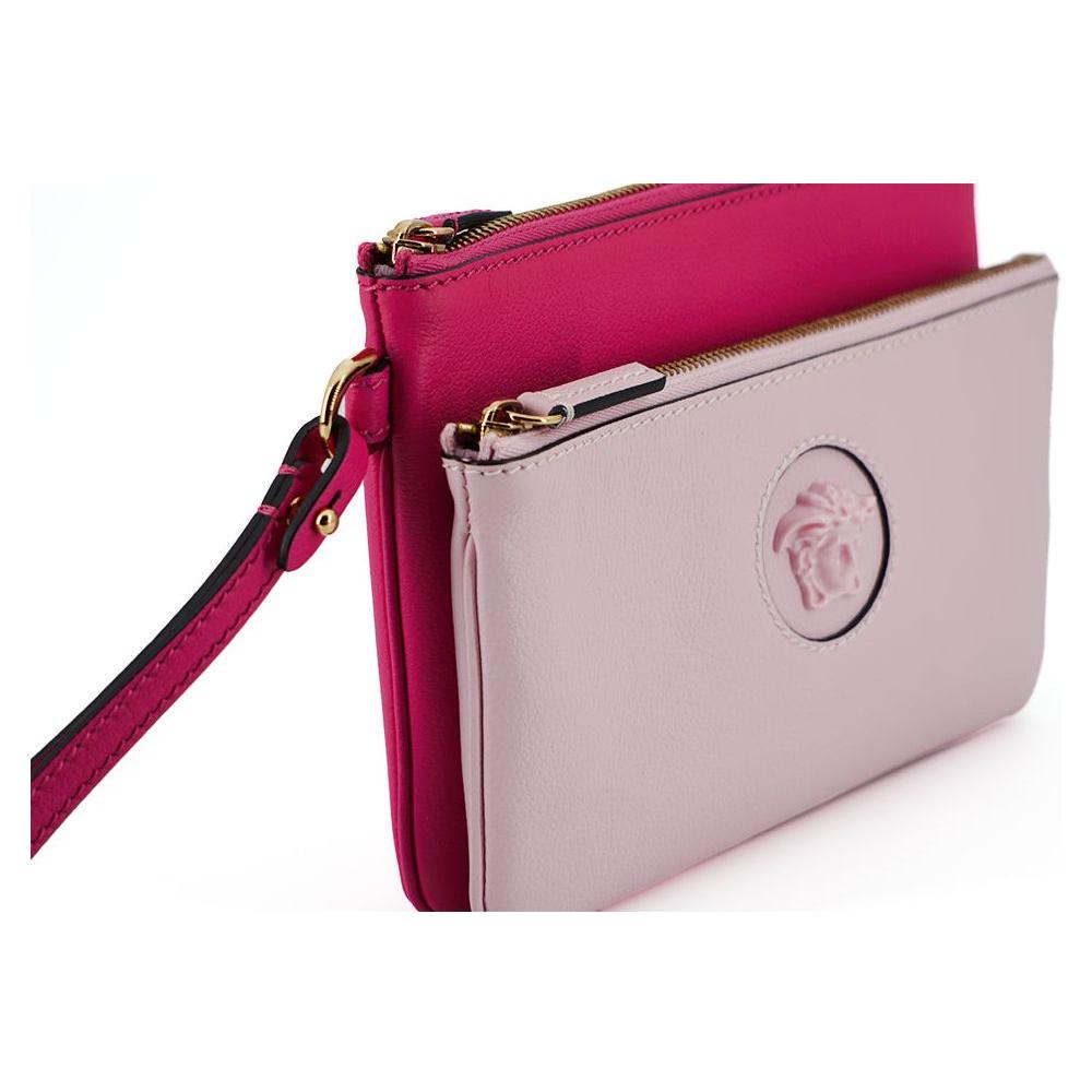 Versace Elegant Pink Leather Pouch Clutch 8052045277659