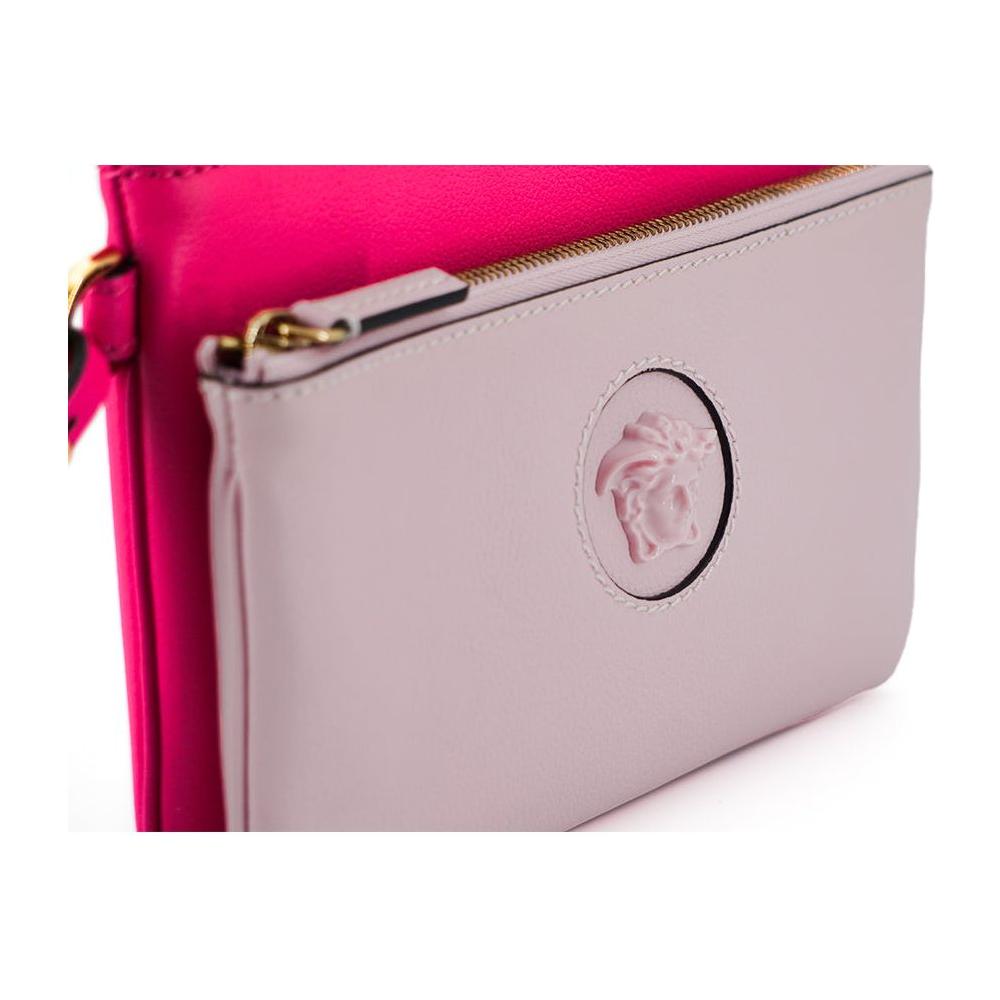 Versace Elegant Pink Leather Pouch Clutch 8052045277659