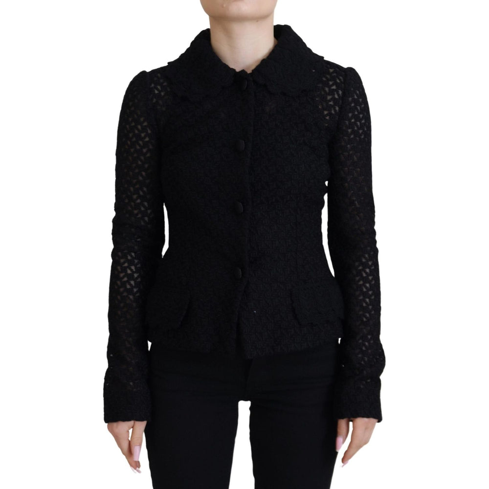 Dolce & Gabbana Black Wool Knitted Button Down Collar Jacket JKT3482 - 40