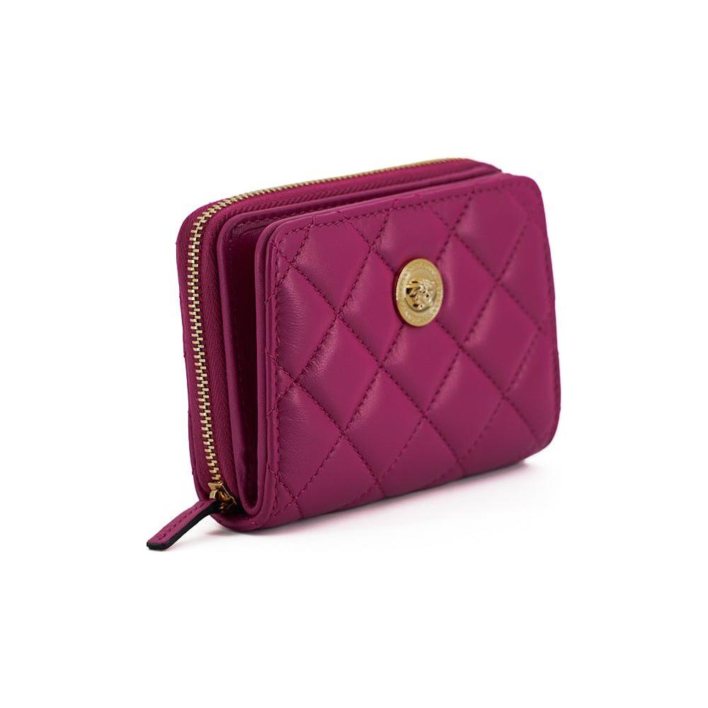 Versace Elegant Purple Quilted Leather Wallet 8054712087288