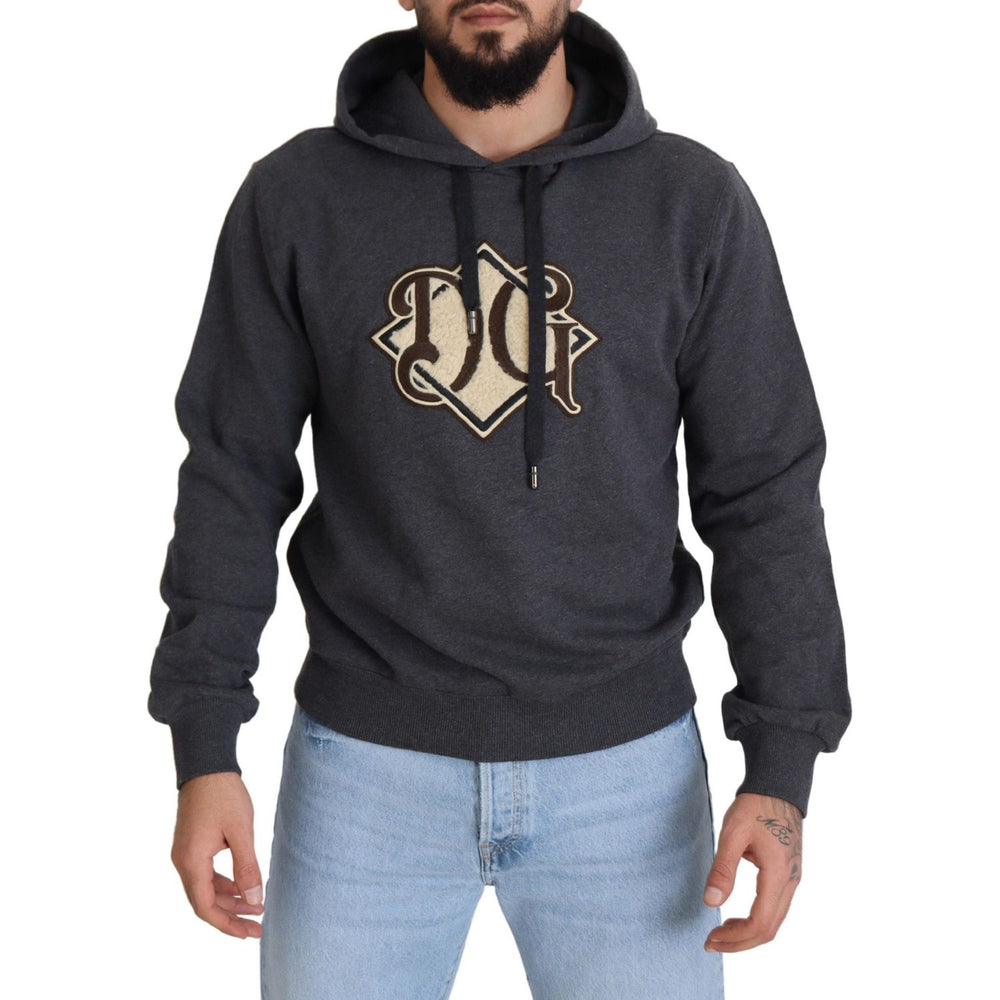 Dolce & Gabbana Gray Logo Cotton Hooded Sweatshirt Sweater TSH83028- 50