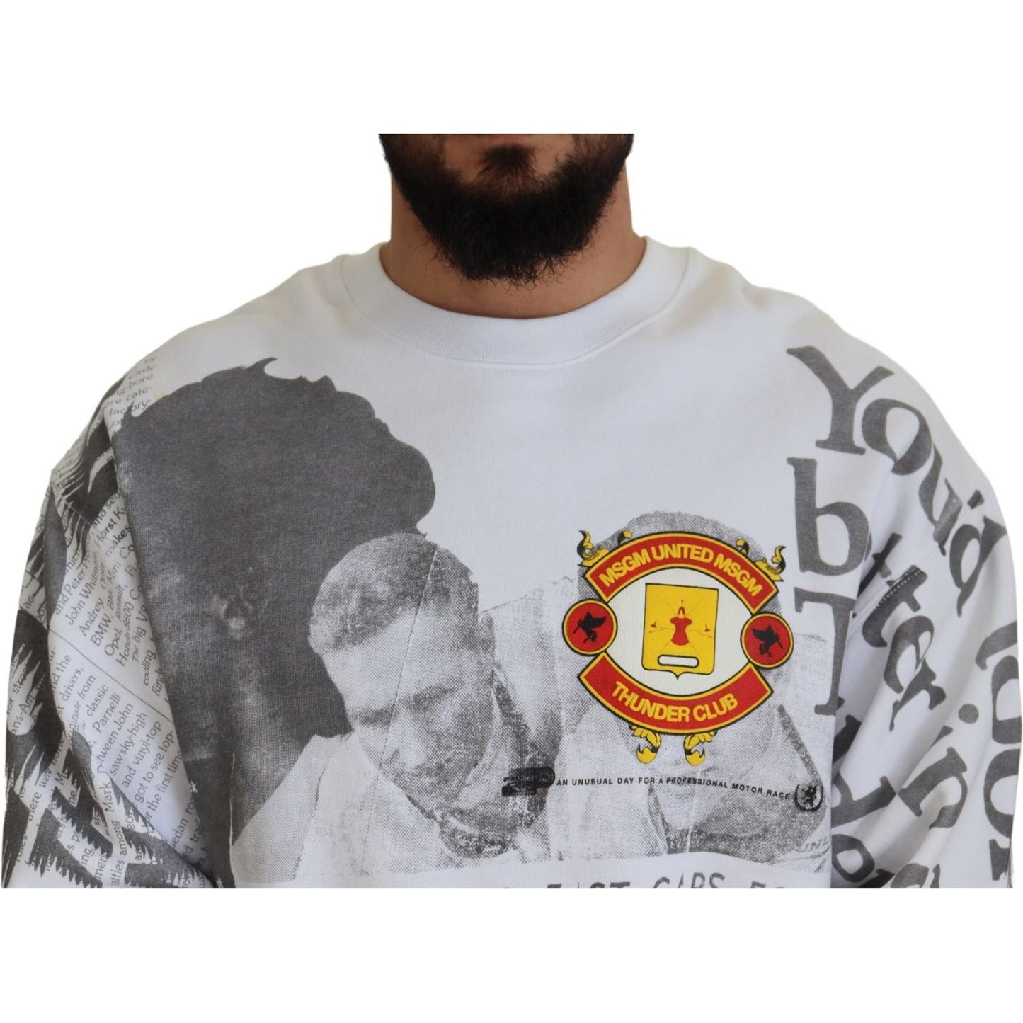 MSGM White Cotton Crewneck Pullover Sweatshirt Sweater TSH7761 - 46