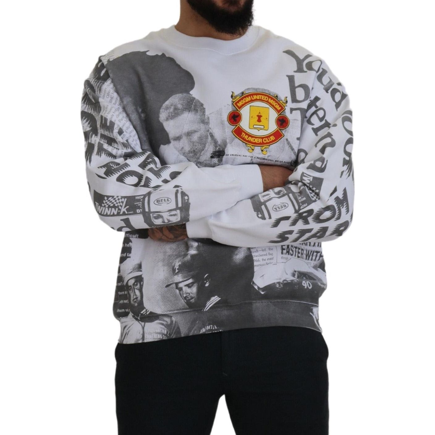 MSGM White Cotton Crewneck Pullover Sweatshirt Sweater TSH7761 - 46