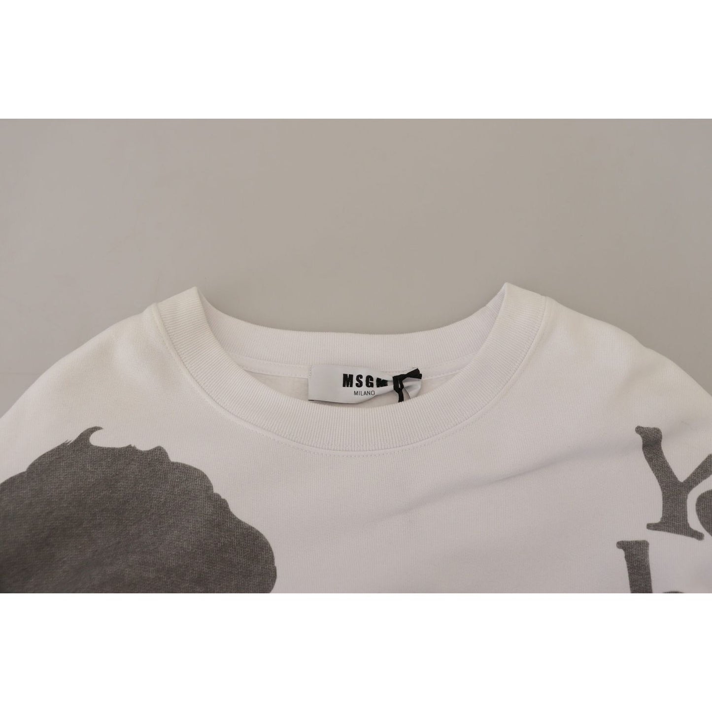 MSGM White Cotton Crewneck Pullover Sweatshirt Sweater TSH7761 - 46
