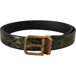 Dolce & Gabbana Multicolor Leather Vernice Pavone Bronze Metal Belt BEL8460- 90