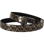 Dolce & Gabbana Brown Herringbone Leather Gray Belt BEL8464 - 90