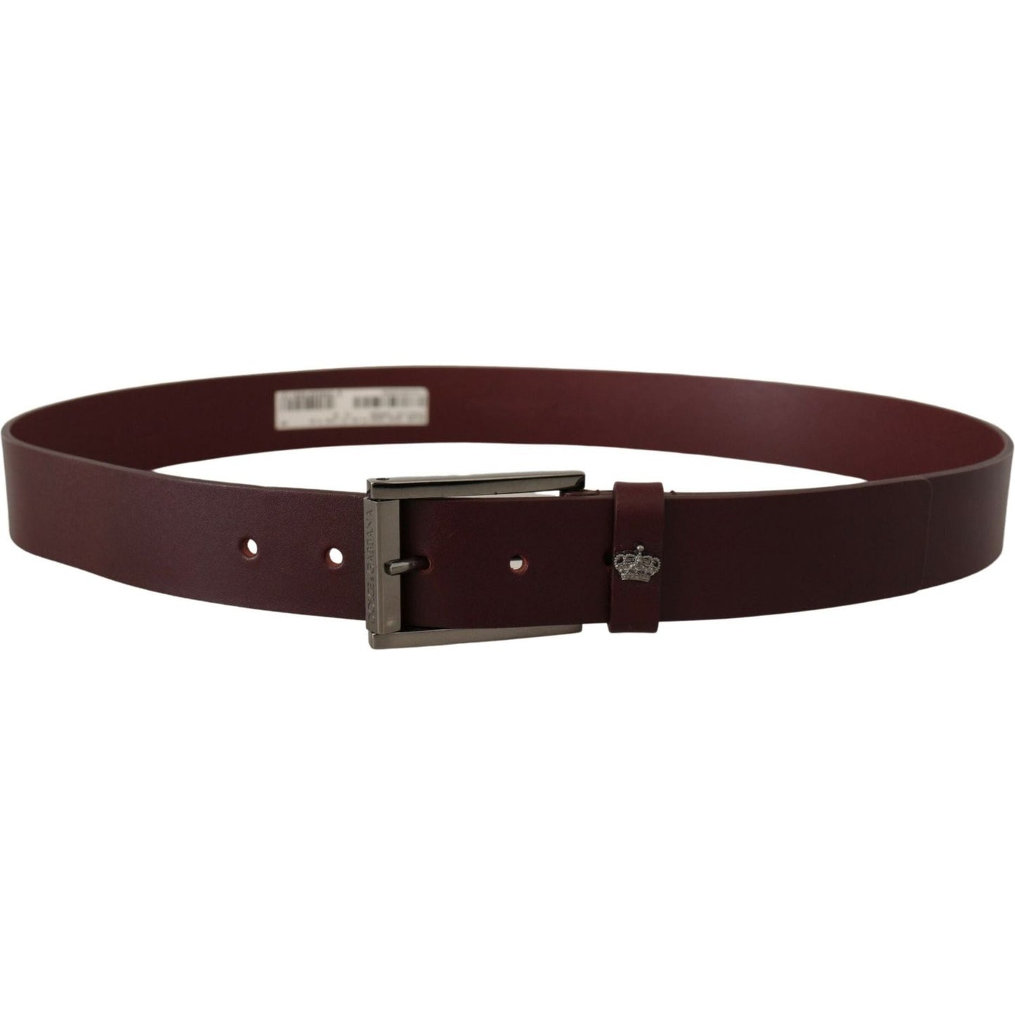 Dolce & Gabbana Brown Leather Silver Metal Crown Buckle Belt BEL8505- 90