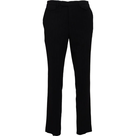 BENCIVENGA Black Cotton Straight Fit Men Formal Pants