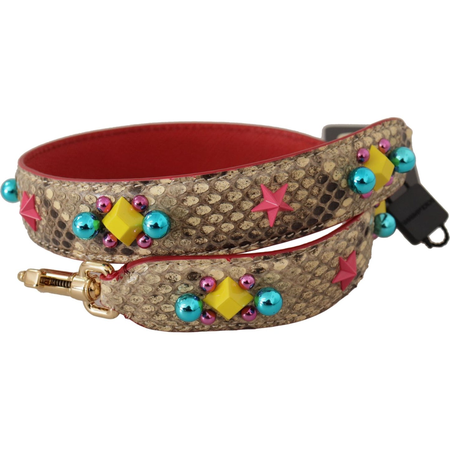 Dolce & Gabbana Beige Python Leather Crystals Shoulder Strap BEL8725