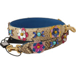 Dolce & Gabbana Beige Python Leather Floral Studded Shoulder Strap BEL8727