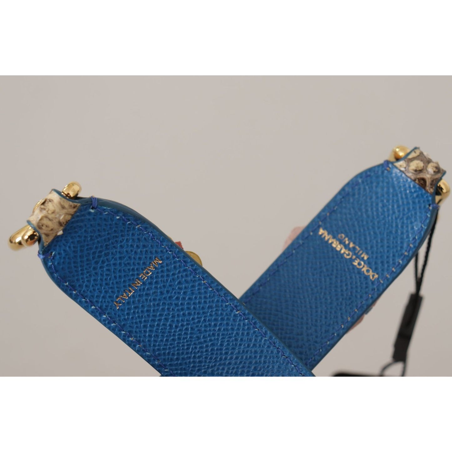 Dolce & Gabbana Beige Python Leather Floral Studded Shoulder Strap BEL8727