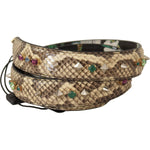 Dolce & Gabbana Beige Exotic Leather Crystals Reversible Shoulder Strap BEL8728