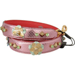 Dolce & Gabbana Metallic Pink Leather Studded Shoulder Strap BEL8744