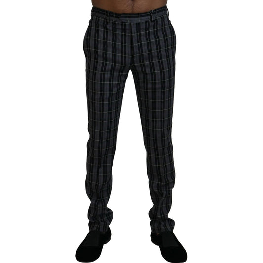 BENCIVENGA Gray Checkered Slim Fit Men Pants