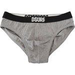 Dsquared² Gray DSURF Logo Cotton Stretch Men Brief Underwear BIK1677 - IT5