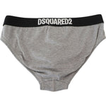 Dsquared² Gray DSURF Logo Cotton Stretch Men Brief Underwear BIK1677 - IT5