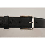Dolce & Gabbana Black Calf Leather Brown Backend Metal Buckle Belt BEL8553- 75