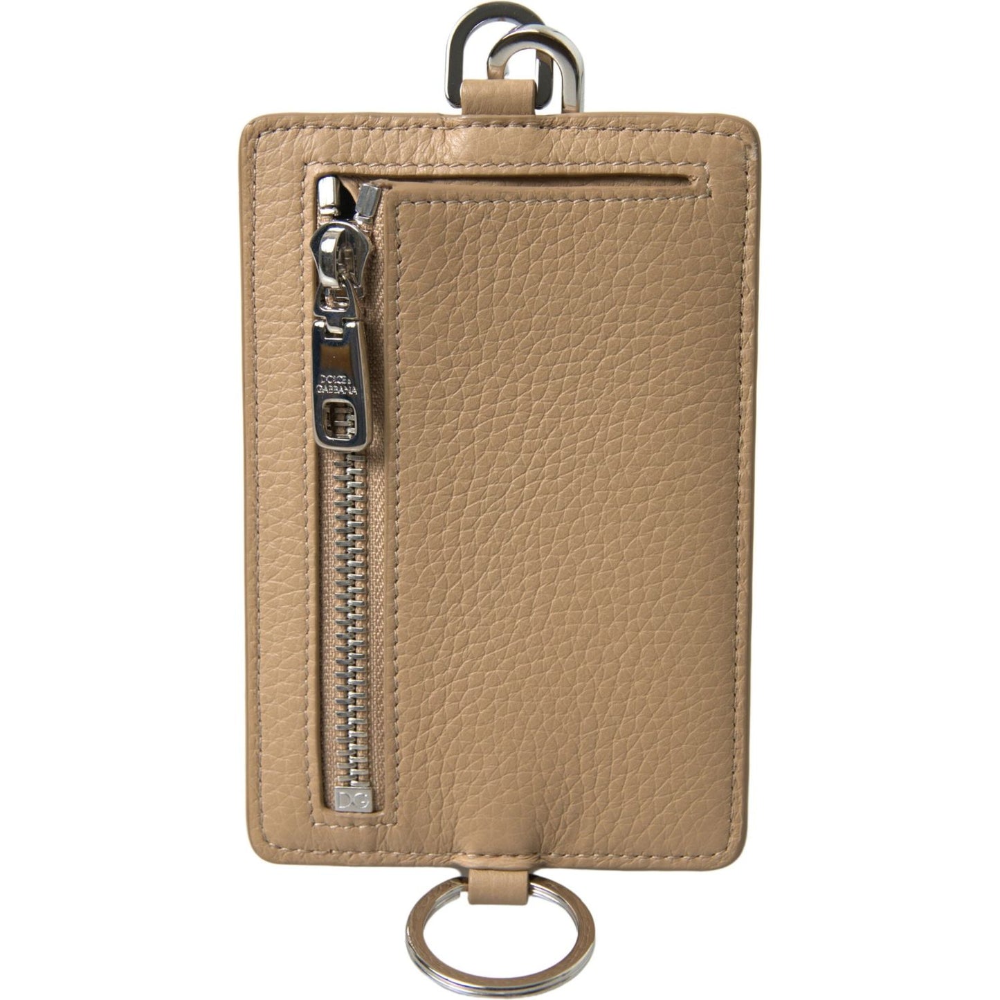 Dolce & Gabbana Beige Leather Lanyard Logo Card Holder Men Wallet BAG1105