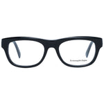 Ermenegildo Zegna Black Men Glasses Frame, black plastic full-rim rectangle frame with brown lenses, includes branded case.