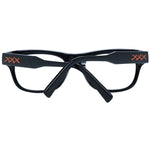 Ermenegildo Zegna Black Men Glasses Frame, plastic full-rim with brown lenses, rectangle style, includes branded case.