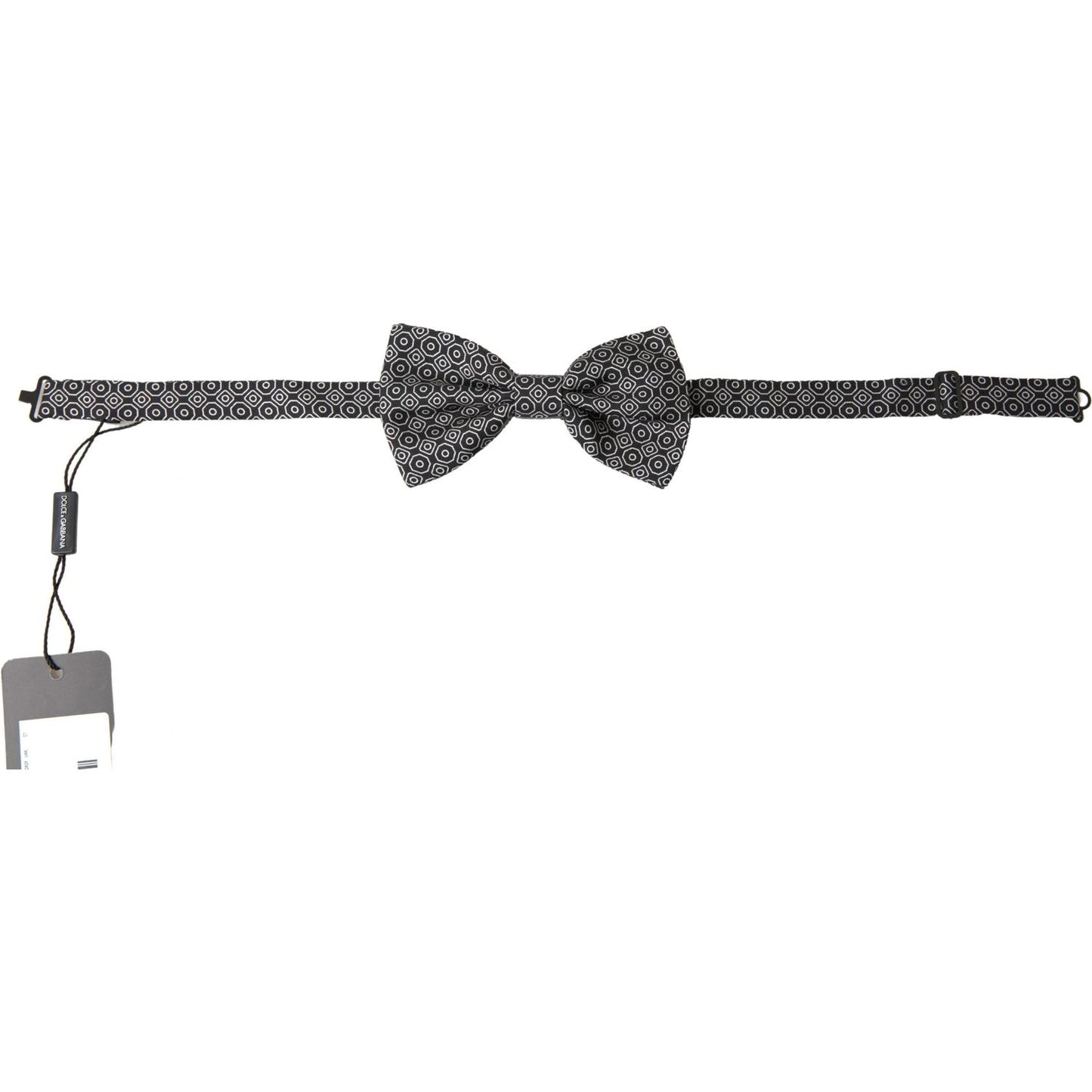 Dolce & Gabbana Black White Pattern Adjustable Neck Papillon Bow Tie FT3781