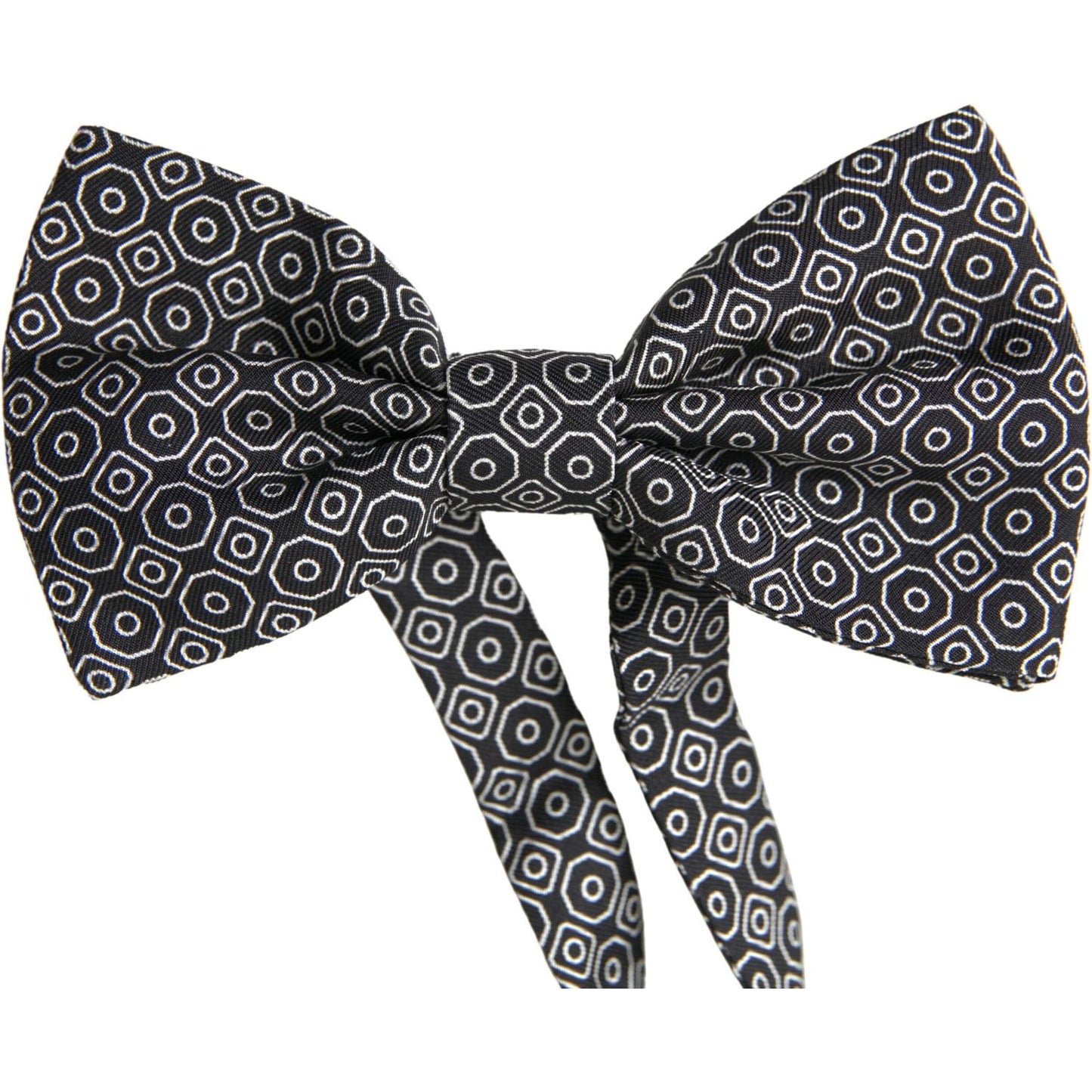 Dolce & Gabbana Black White Pattern Adjustable Neck Papillon Bow Tie FT3781