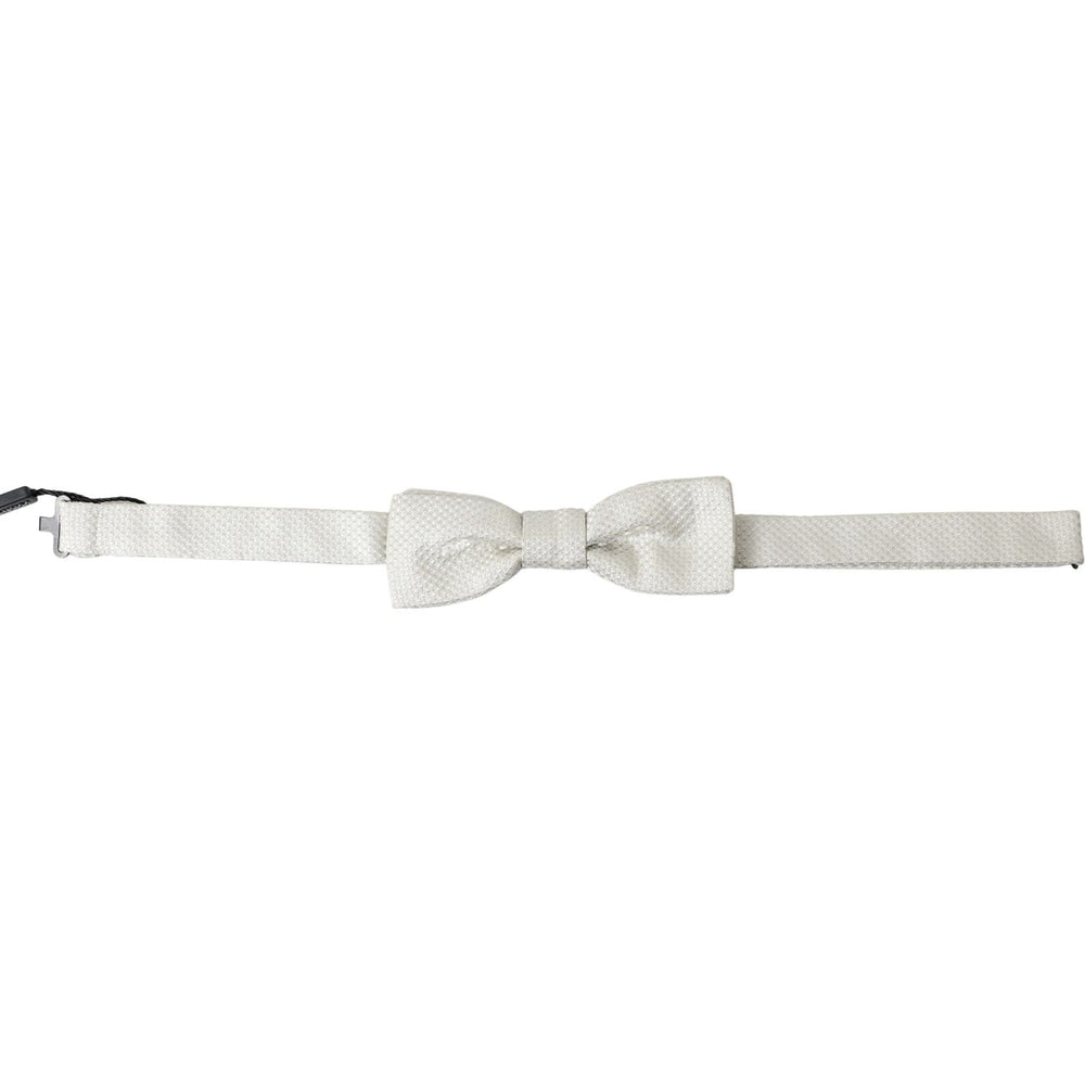 Dolce & Gabbana Ivory Silk Adjustable Neck Papillon Men Bow Tie FT3788