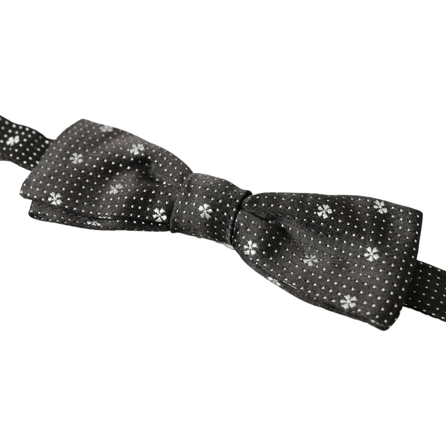 Dolce & Gabbana Black Patterned Silk Adjustable Men Neck Papillon Bow Tie FT3794