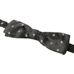 Dolce & Gabbana Black Patterned Silk Adjustable Men Neck Papillon Bow Tie FT3794