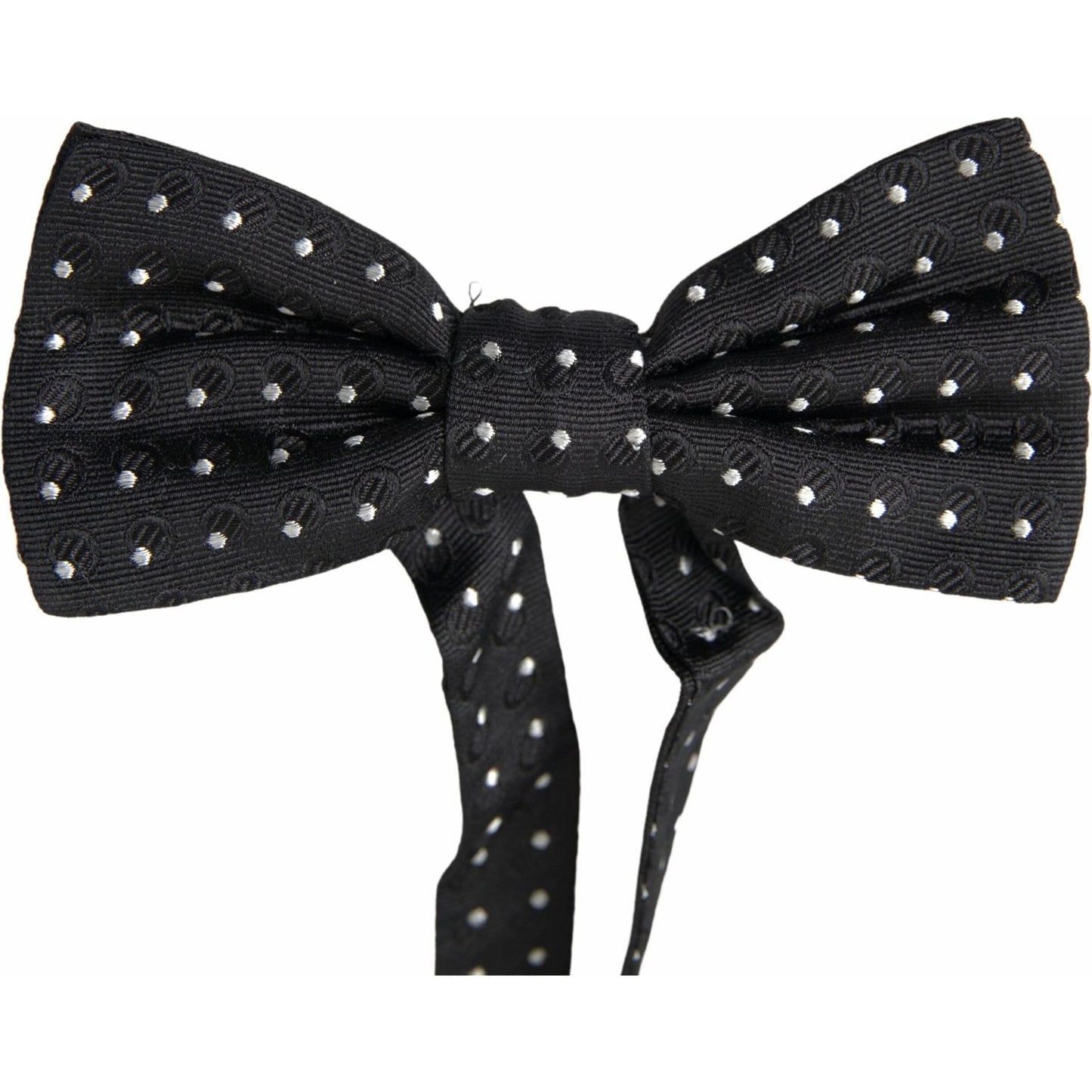 Dolce & Gabbana Black Polka Dot Silk Adjustable Men Neck Papillon Bow Tie FT3800