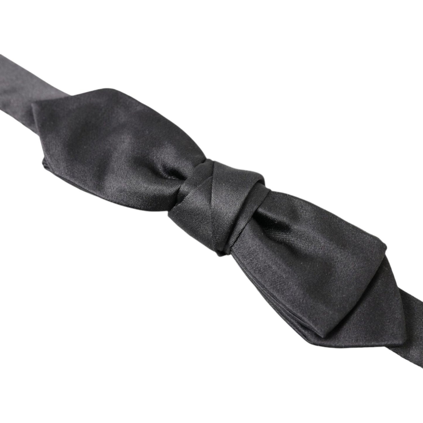 Dolce & Gabbana Dark Gray Silk Adjustable Neck Men Papillon Bow Tie FT3816