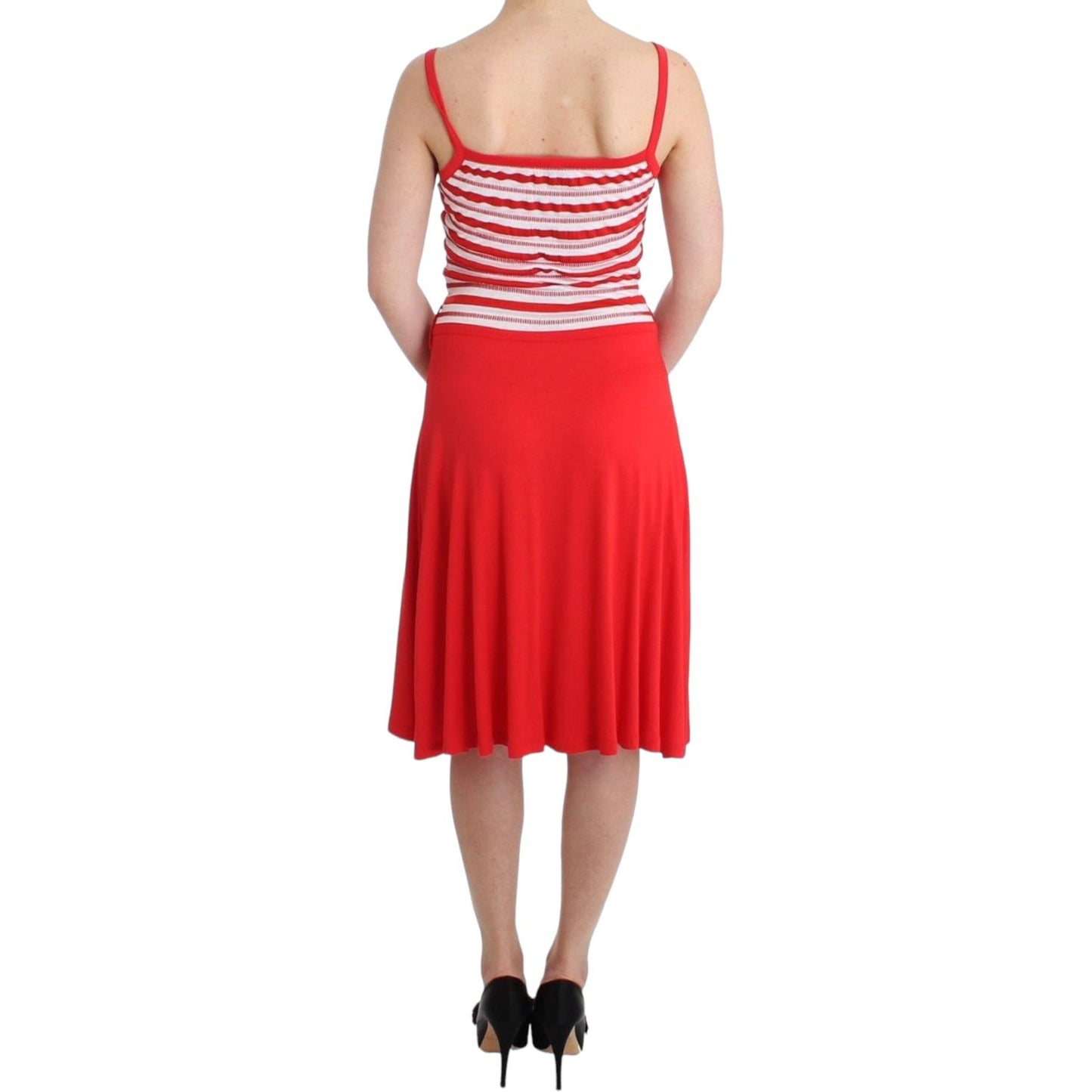 Roccobarocco Red striped jersey A-line dress SIG11590-1
