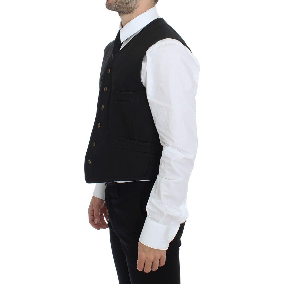 Dolce & Gabbana Black Cotton Blend Dress Vest Gilet VES10022-3