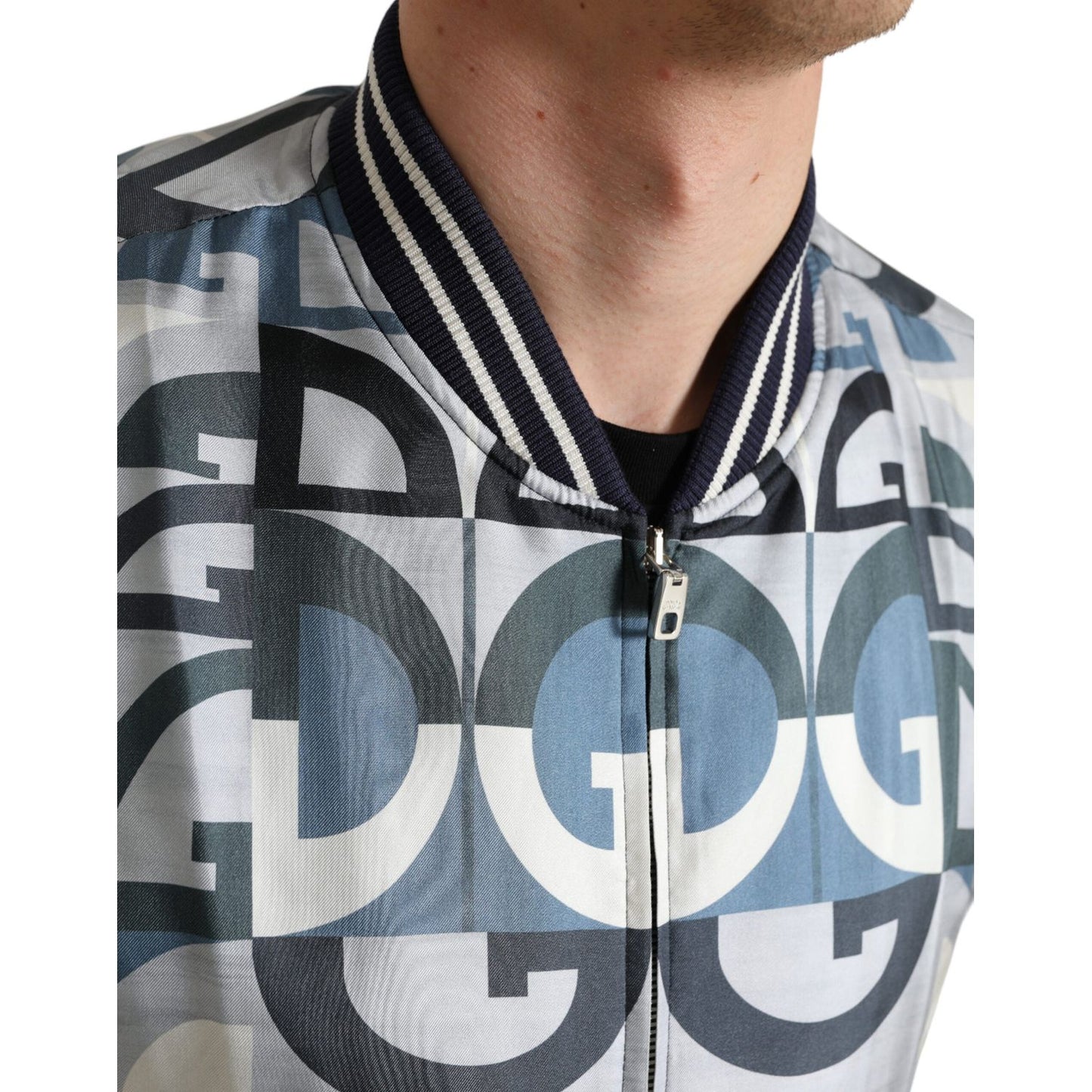 Dolce & Gabbana Multicolor Logo Print Bomber Blouson Jacket JKT3751-52