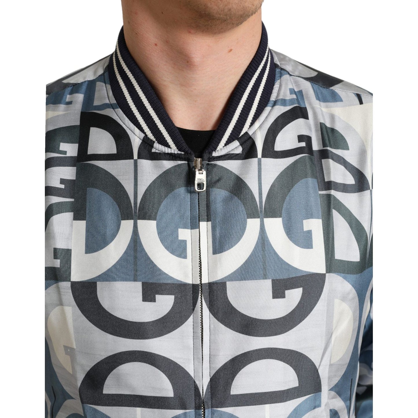 Dolce & Gabbana Multicolor Logo Print Bomber Blouson Jacket JKT3751-52