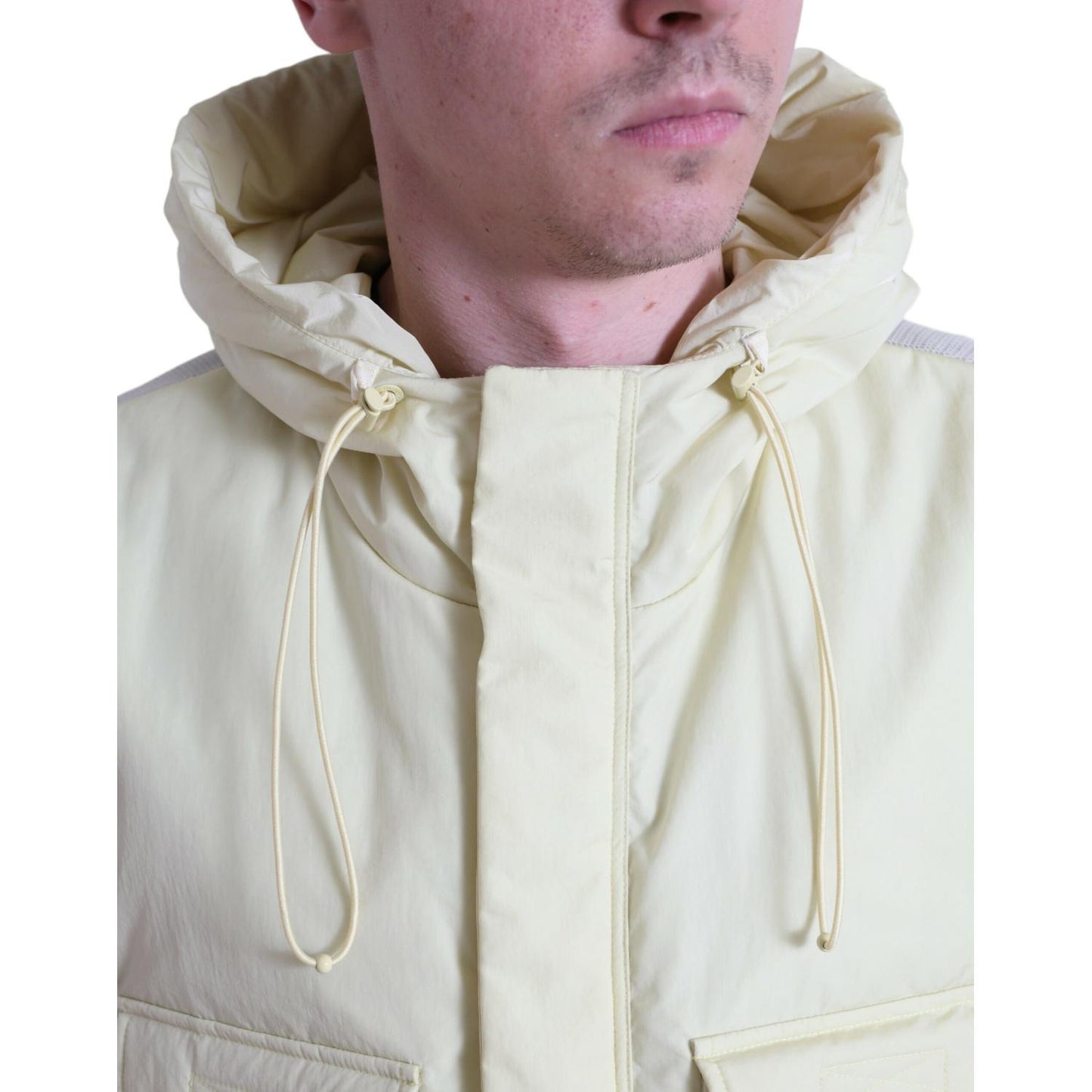 Dolce & Gabbana Yellow Nylon Hooded Sportswear Vest Jacket JKT3768-48