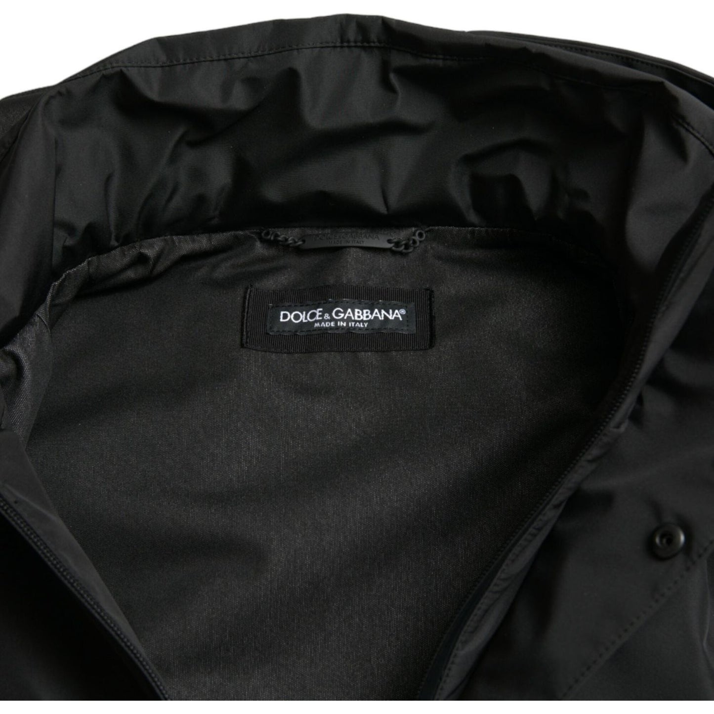 Dolce & Gabbana Black Polyester Logo Plaque Hooded Jacket JKT3759-48