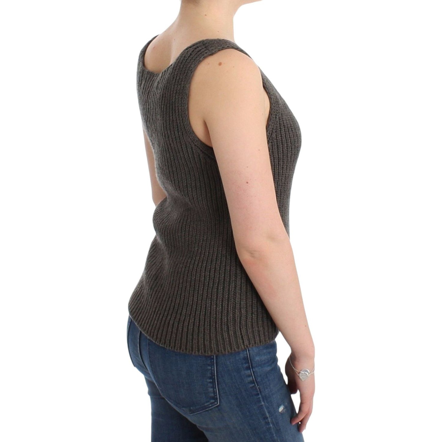 Ermanno Scervino Gray Knit Top Knitted Sweater Merino Wool SIG11863-2