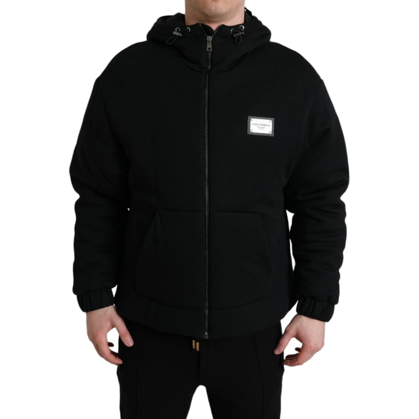 Dolce & Gabbana Black Cotton Hooded Logo Bomber Jacket JKT4009-48