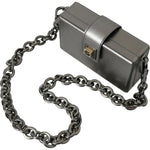 Dolce & Gabbana Metallic Gray Calfskin Leather DG BOX Shoulder Bag BAG1135