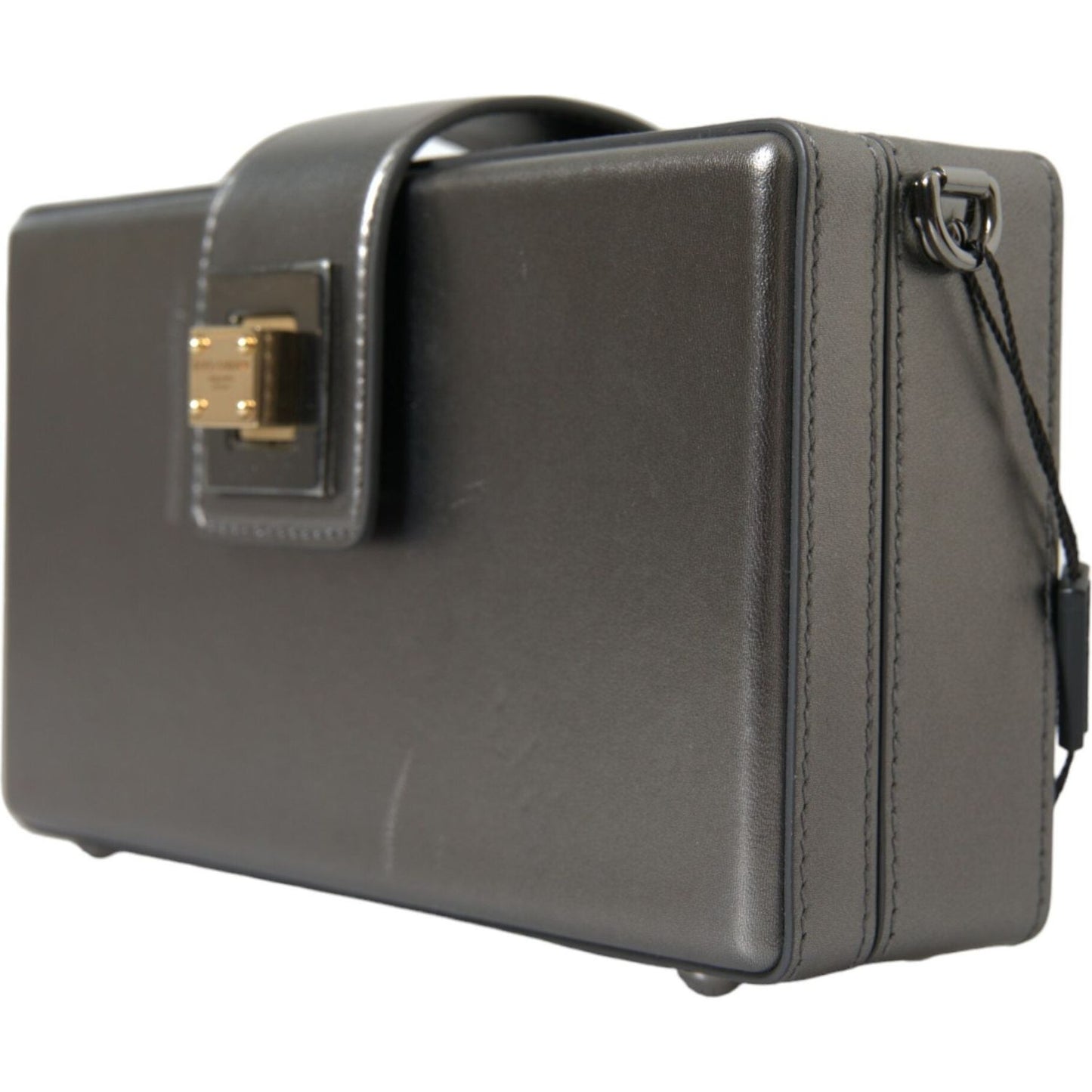 Dolce & Gabbana Metallic Gray Calfskin Leather DG BOX Shoulder Bag BAG1135
