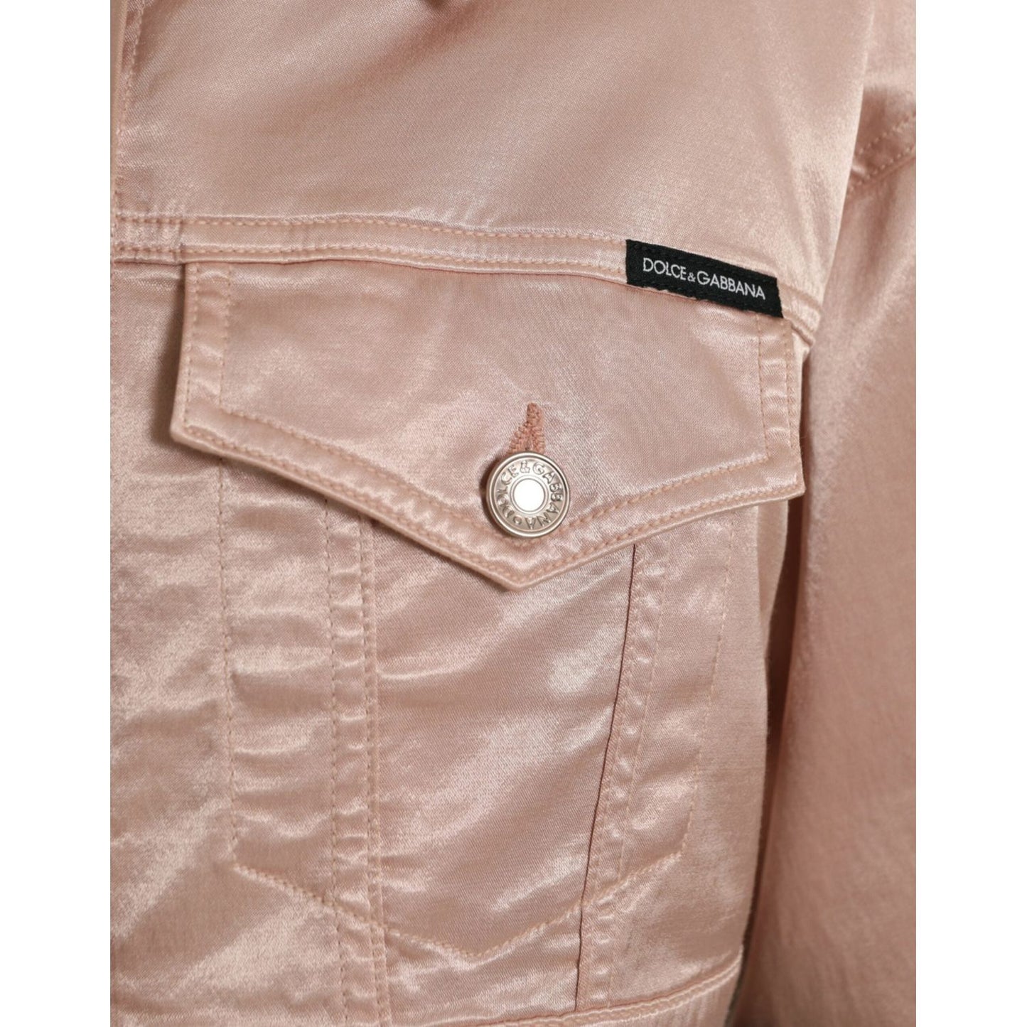 Dolce & Gabbana Pink Cotton Stretch Collared Cropped Jacket JKT3808-40