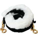 Dolce & Gabbana Black White Lapin Fur Accessory Shoulder Strap WMB348