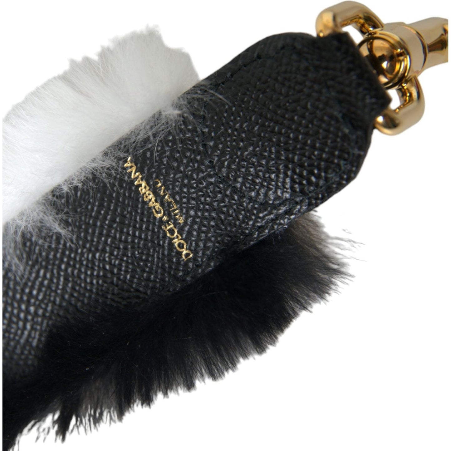 Dolce & Gabbana Black White Lapin Fur Accessory Shoulder Strap WMB348