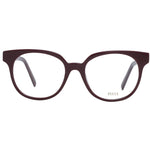 Emilio Pucci Burgundy Women Glasses Frame, full-rim plastic, round style with demo lenses, size 50-17-140, includes branded case.
