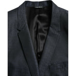 Dolce & Gabbana Blue Wool GOLD Single Breasted Coat Blazer JKT4031-56