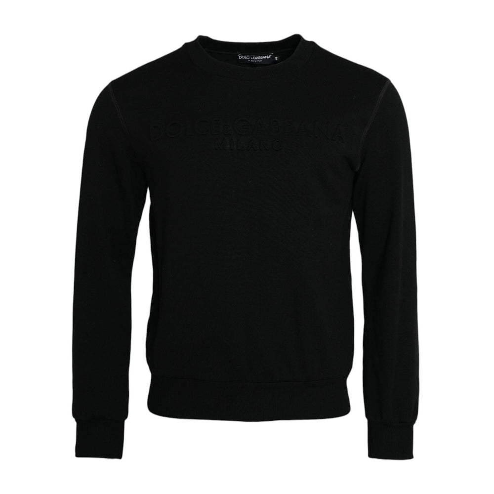 Dolce & Gabbana Black Cotton Long Sleeves Sweatshirt Sweater TSH851944-44