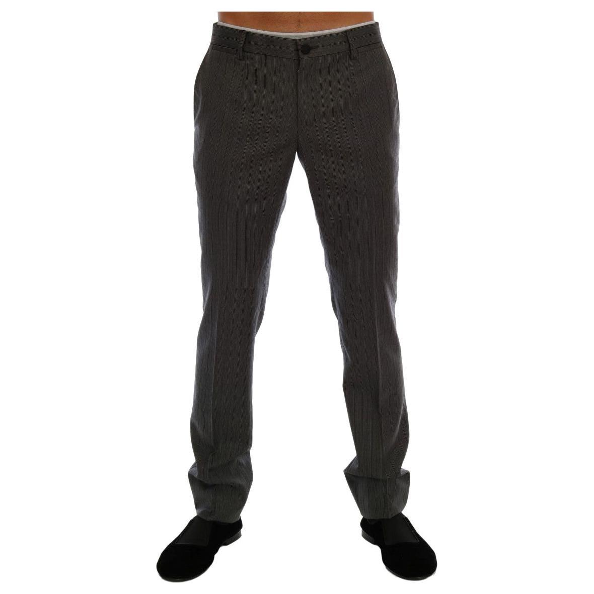 Dolce & Gabbana Gray Wool Striped Formal Pants PAN60729-4