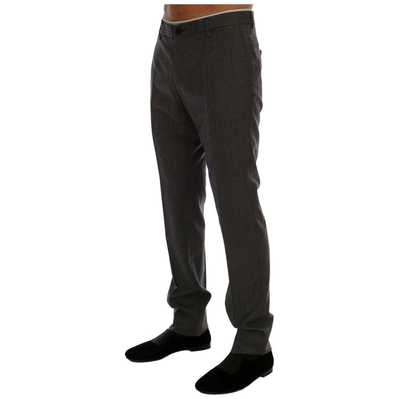 Dolce & Gabbana Gray Wool Striped Formal Pants PAN60729-4